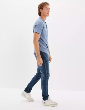 Jean American Eagle AE AirFlexTemp Tech Athlétiques Mince Bleu Foncé Homme | JSZ-43214567